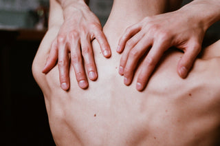 Close up of back and hands