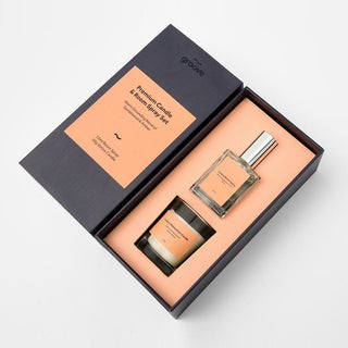 Premium Candle & Room Spray Set - Sandalwood & Amber